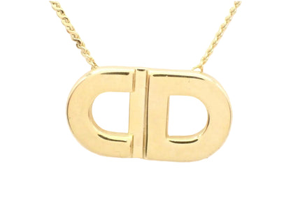 Pre-Owned Christian Dior CD Gold Plated Large Logo Necklace DIO.J.1006