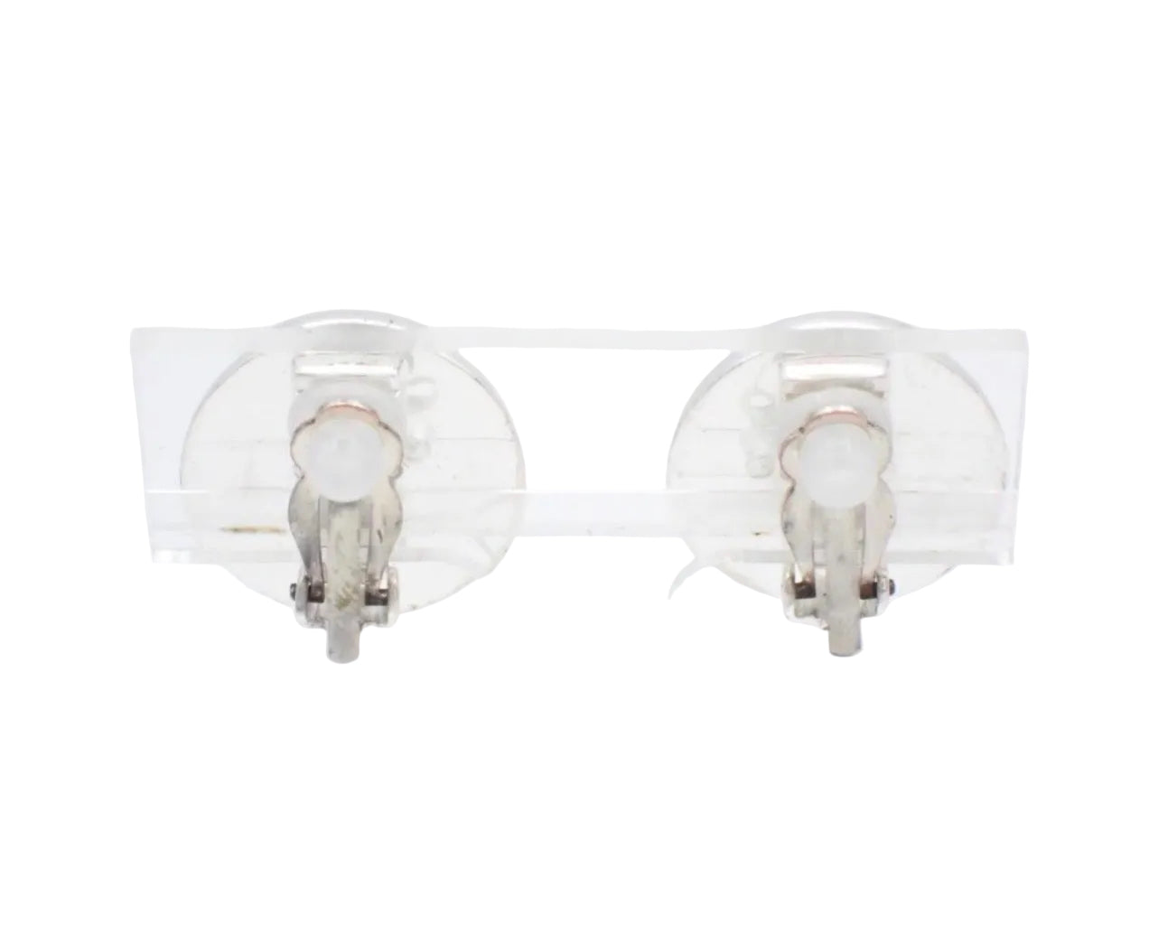 Pre-Owned Chanel CC Medallion Silver Turn Lock 1997 Clip On Earrings CHA.J.1120