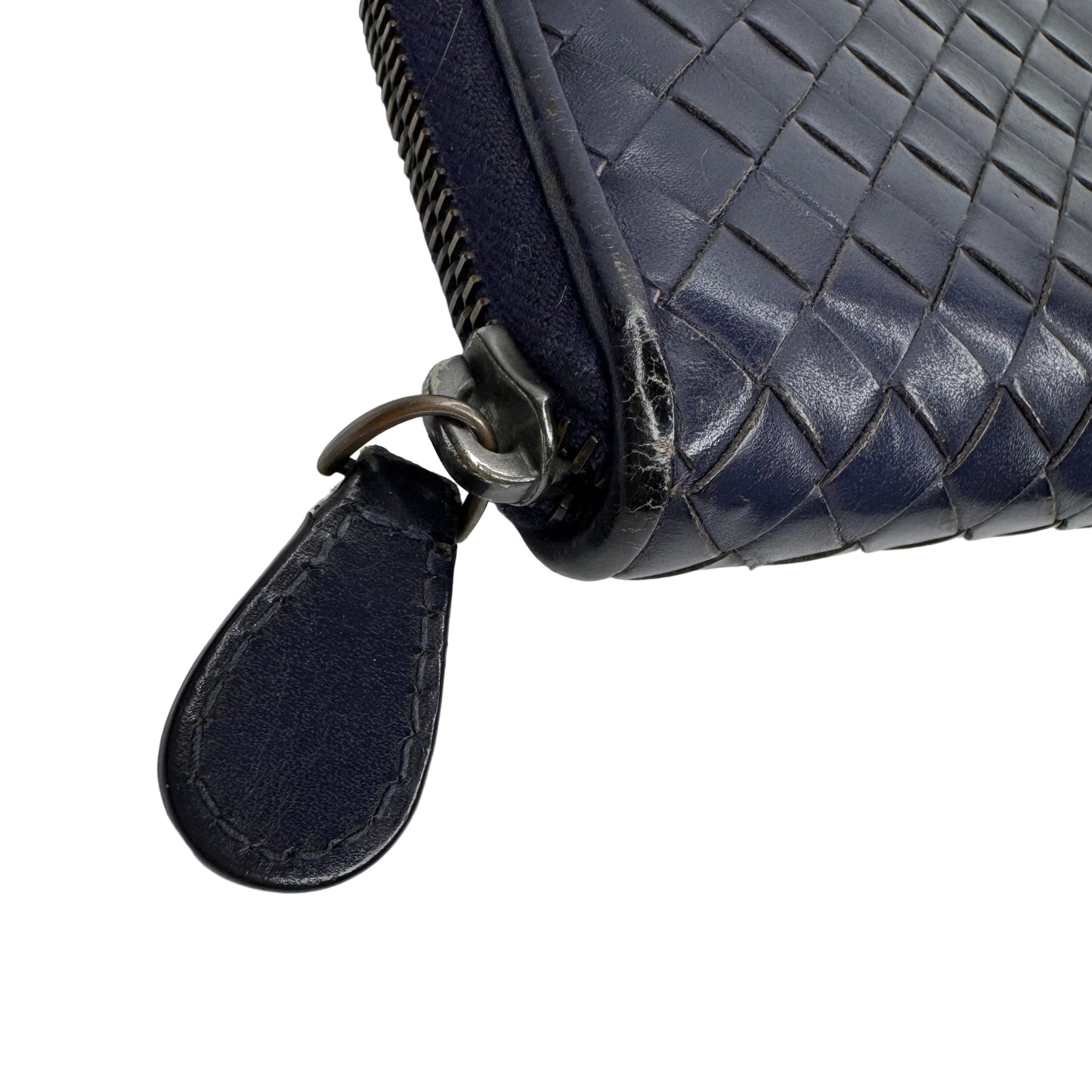 Pre-Owned Bottega Veneta Intrecciato Zippy Wallet (Navy) BOT.S.1004