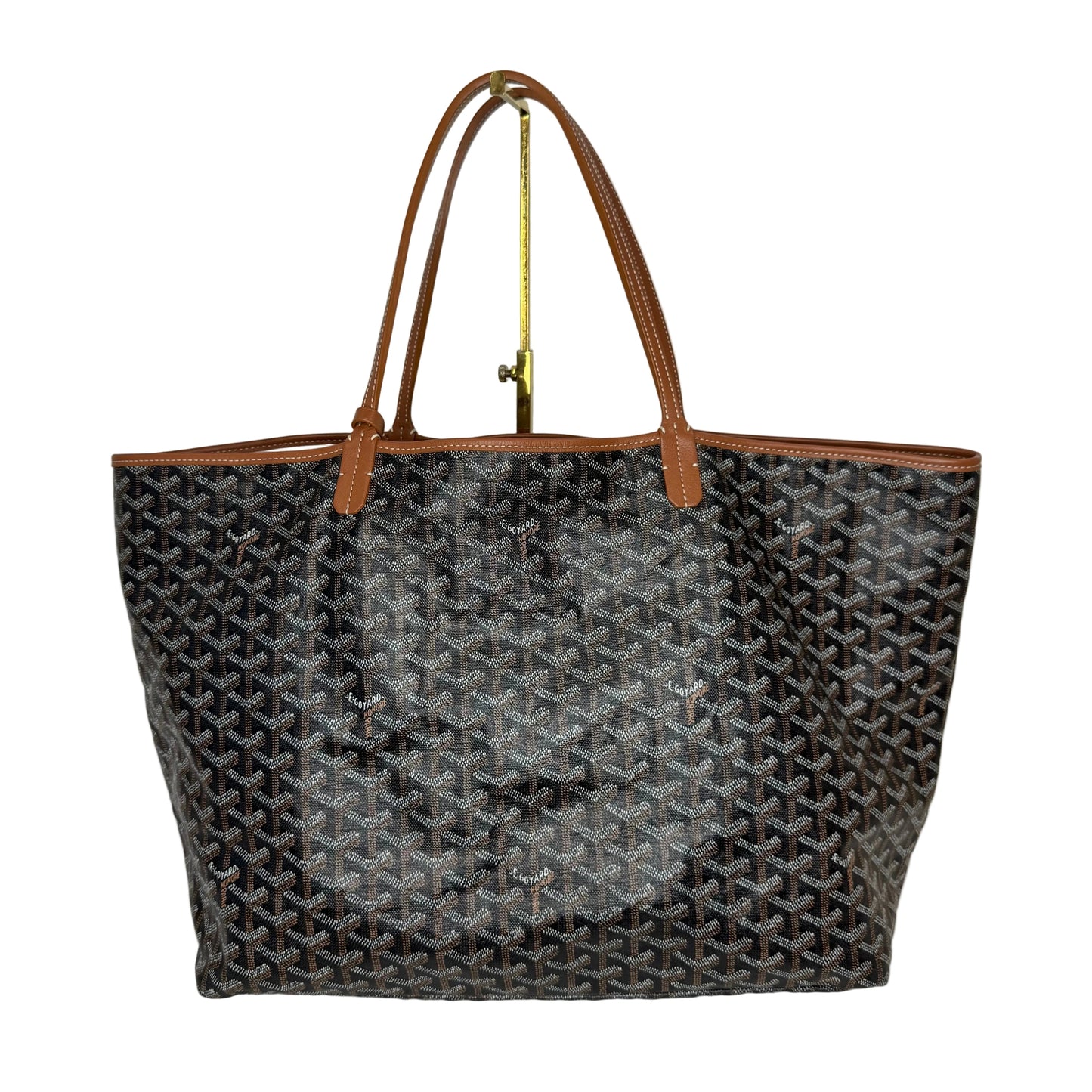 Pre-Owned Goyard Saint Louis Coated Canvas Tote (Black & Tan) GOY.B.1002