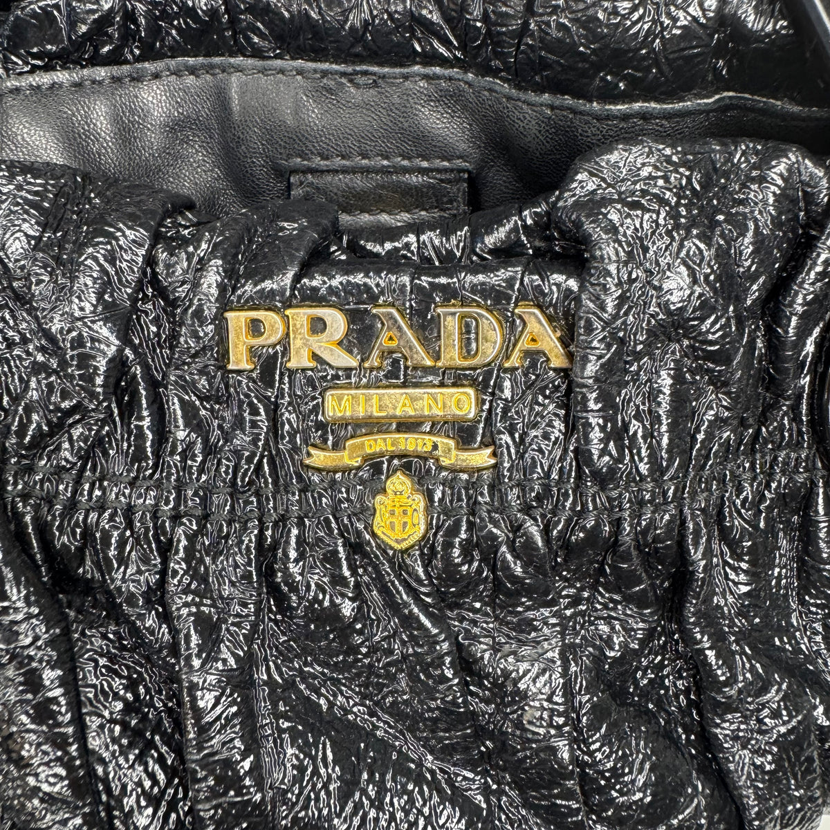 Pre-Owned Prada Gaufre Large Gathered Patent Leather Tote Bag PRA.B.1013