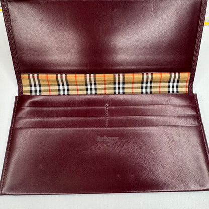 Pre-Owned Burberry Long Bifold Leather Wallet (Burgundy) BUR.S.1007