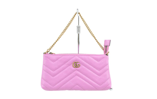 Pre-Owned Gucci Mini GG Marmont Chain Matlasse Shoulder Bag (Candy Mousse) GUC.B.1037