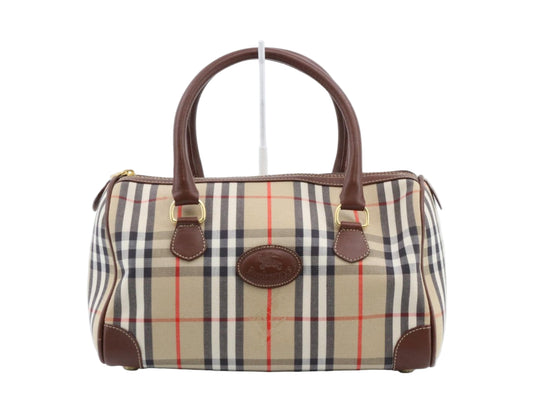 Pre-Owned Burberry Boston Haymark Check Canvas Top Handle BUR.B.1021