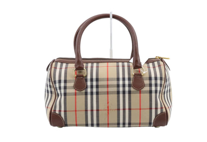 Pre-Owned Burberry Boston Haymark Check Canvas Top Handle BUR.B.1021