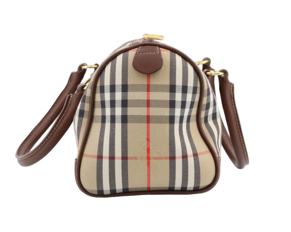 Pre-Owned Burberry Boston Haymark Check Canvas Top Handle BUR.B.1021