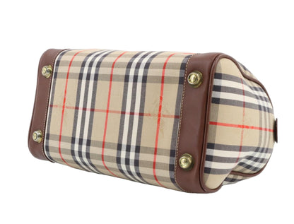 Pre-Owned Burberry Boston Haymark Check Canvas Top Handle BUR.B.1021