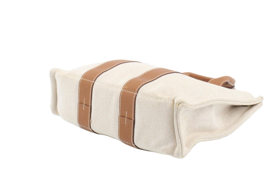 Pre-Owned Hermes Sacquaine PM Toile H Tote Beige