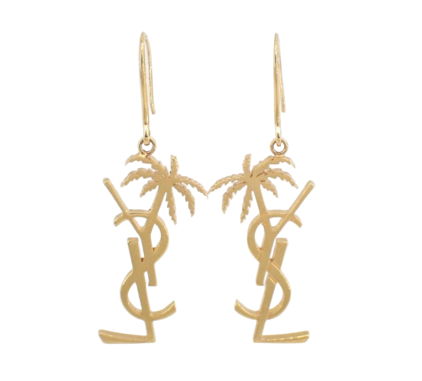 Pre-Owned Saint Laurent YSL Palm Tree Drop Earrings