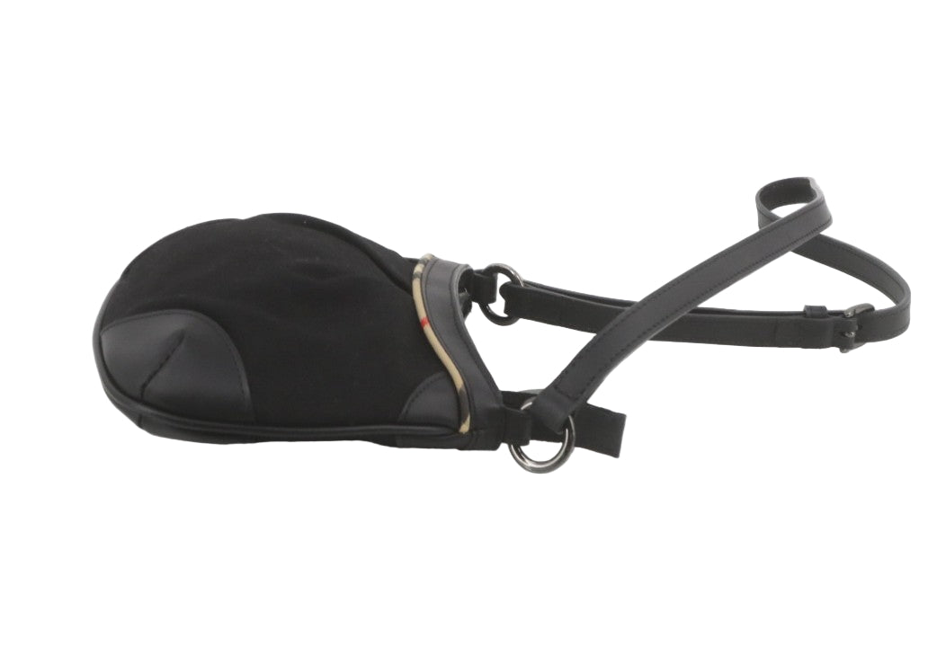 Pre-Owned Burberry Black Canvas Nova Check & Leather Trim Crossbody BUR.B.1023