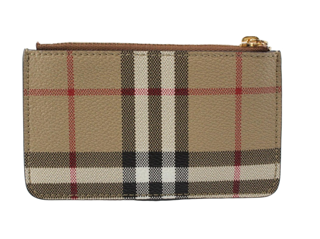 Pre-Owned Burberry Check Strip Coin Case & Key Holder Archive Beige Coated Canvas BUR.S.1005S.