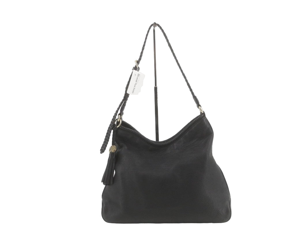 Pre-Owned Gucci Leather Marrakech Woven Shoulder Bag (Black) GUC.B.1040