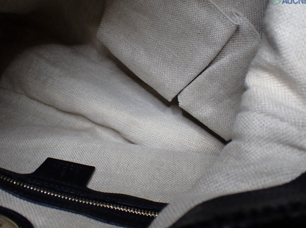 Pre-Owned Gucci Leather Marrakech Woven Shoulder Bag (Black) GUC.B.1040