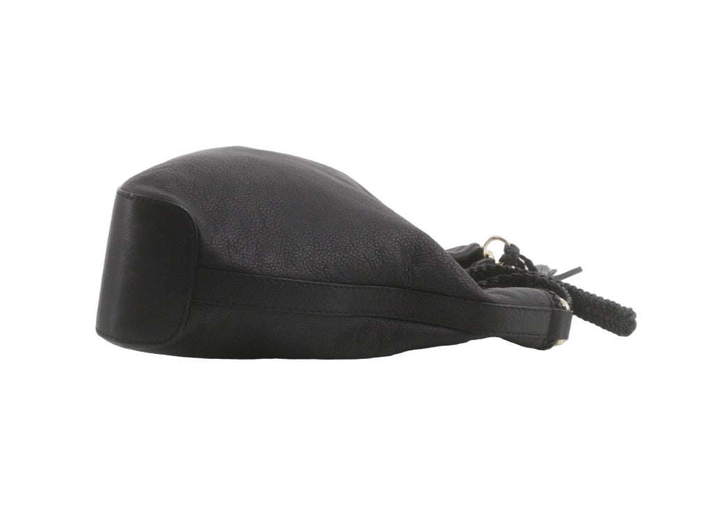 Pre-Owned Gucci Leather Marrakech Woven Shoulder Bag (Black) GUC.B.1040