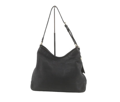 Pre-Owned Gucci Leather Marrakech Woven Shoulder Bag (Black) GUC.B.1040