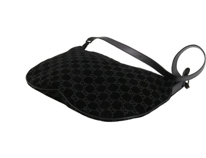 Pre-Owned Gucci Vintage Suede GG Shoulder Bag (Black) GUC.B.1041