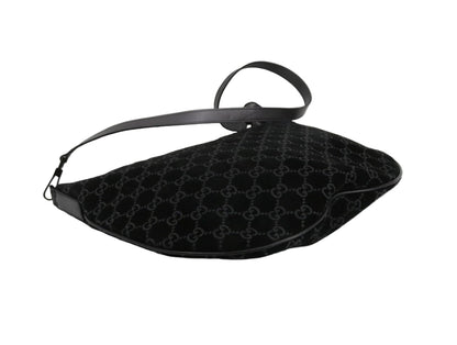 Pre-Owned Gucci Vintage Suede GG Shoulder Bag (Black) GUC.B.1041