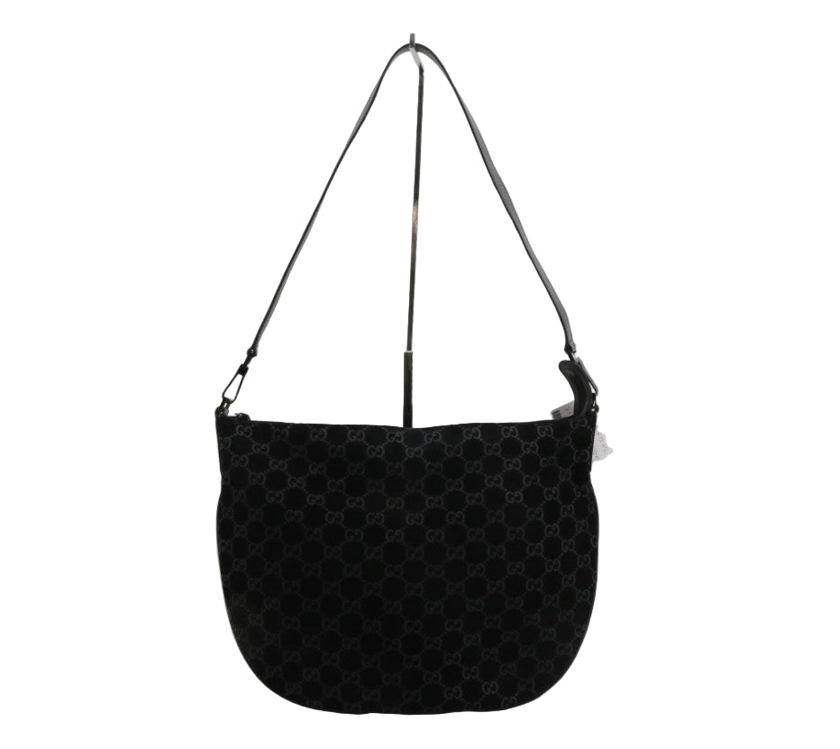 Pre-Owned Gucci Vintage Suede GG Shoulder Bag (Black) GUC.B.1041