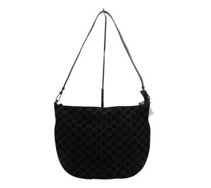 Pre-Owned Gucci Vintage Suede GG Shoulder Bag (Black) GUC.B.1041