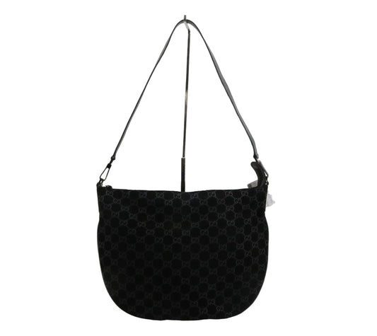 Pre-Owned Gucci Vintage Suede GG Shoulder Bag (Black) GUC.B.1041