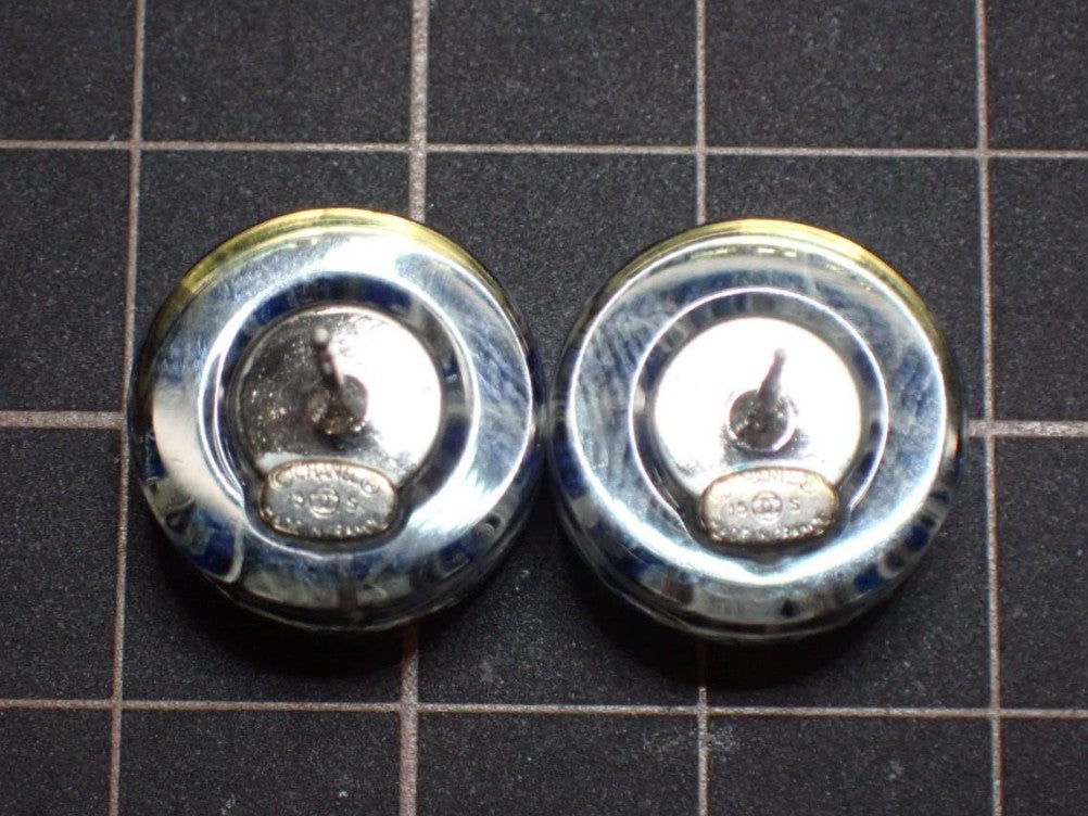 Preowned Chanel Circle Blue & Clear Resin CC 2015 Pierced Earrings-CHA.J.1028