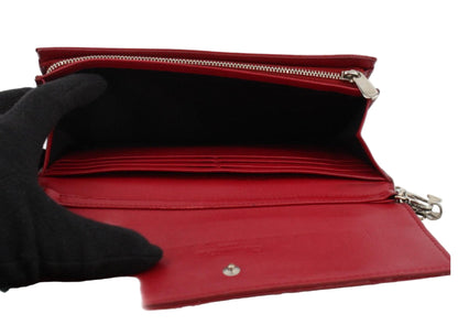 Pre-Owned Dior Lady Dior Convertible Chain Patent Wallet on Chain Shoulder Bag (Red) DIO.B.1006