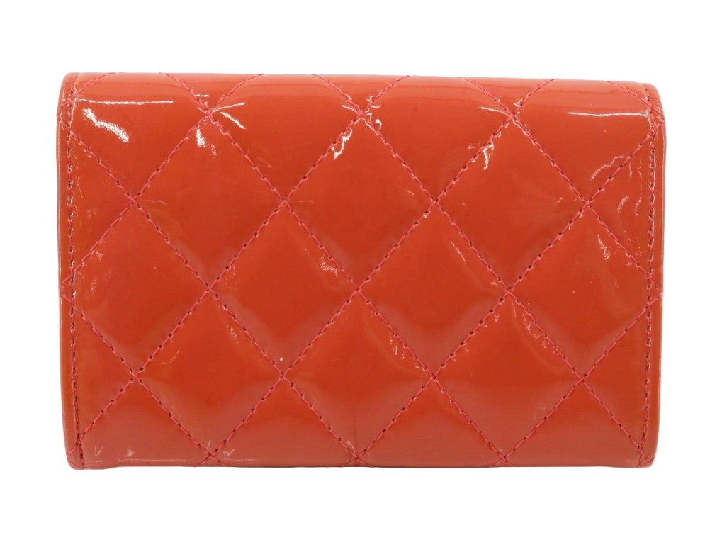 Pre-Owned Chanel Petite Coco Mark Card Holder Patent Leather (Orange) CHA.S.1016