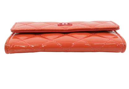 Pre-Owned Chanel Petite Coco Mark Card Holder Patent Leather (Orange) CHA.S.1016