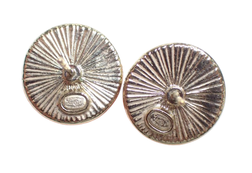 Pre-Owned Chanel 22C Rhinestone Round Stud Earrings CHA.J.1038