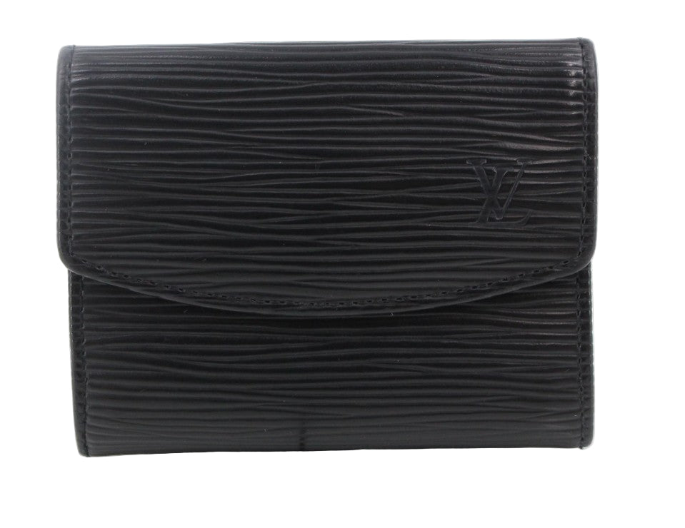 Pre-Owned Louis Vuitton Porte Monnaie Epi Leather Wallet (Black) LOU.S.1183