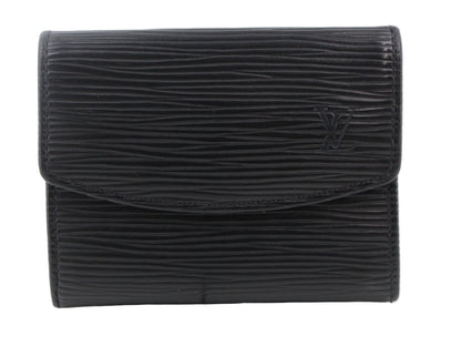 Pre-Owned Louis Vuitton Porte Monnaie Epi Leather Wallet (Black) LOU.S.1183