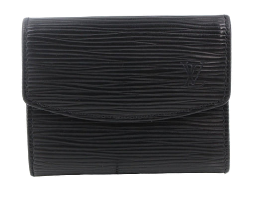 Pre-Owned Louis Vuitton Porte Monnaie Epi Leather Wallet (Black) LOU.S.1183