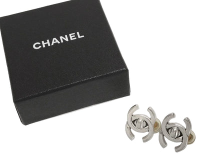 Pre-Owned Chanel CC Silver Turn Lock 1996 Clip On Earrings CHA.J.10