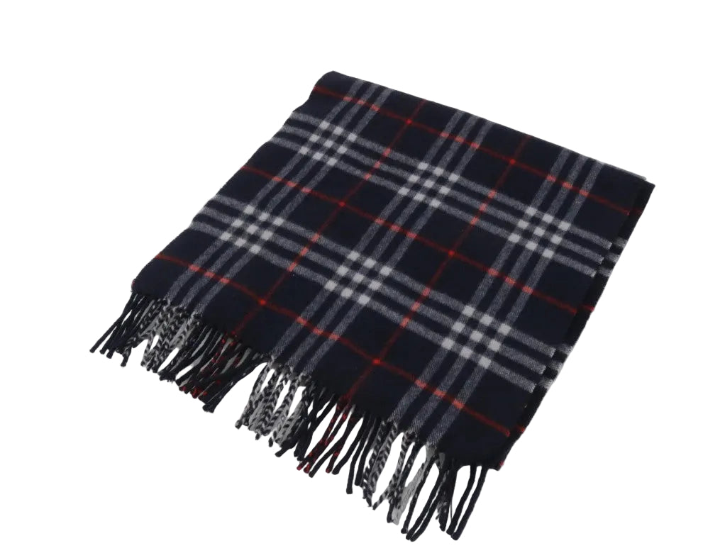 Pre-Owned Burberry Cashmere Classic Check Scarf (Navy) BUR.A.1009