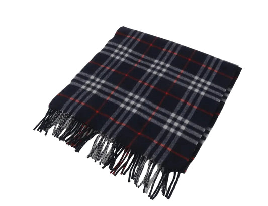 Pre-Owned Burberry Cashmere Classic Check Scarf (Navy) BUR.A.1009