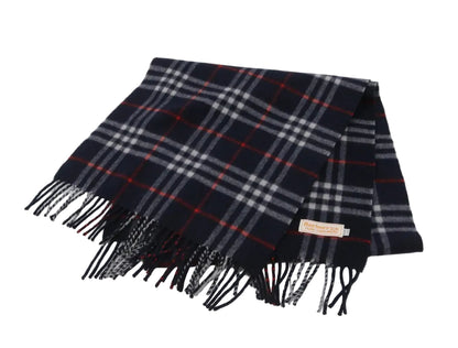 Pre-Owned Burberry Cashmere Classic Check Scarf (Navy) BUR.A.1009