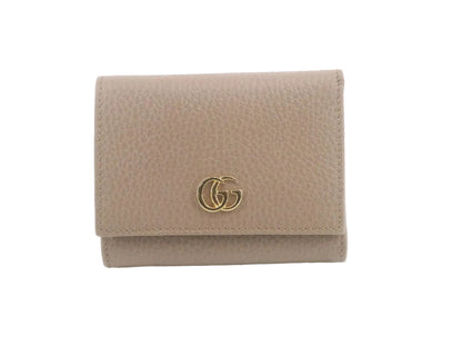 Pre-Owned Gucci Marmont Leather Bifold Card Case (Beige) GUC.S.1027