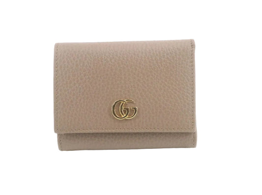Pre-Owned Gucci Marmont Leather Bifold Card Case (Beige) GUC.S.1027