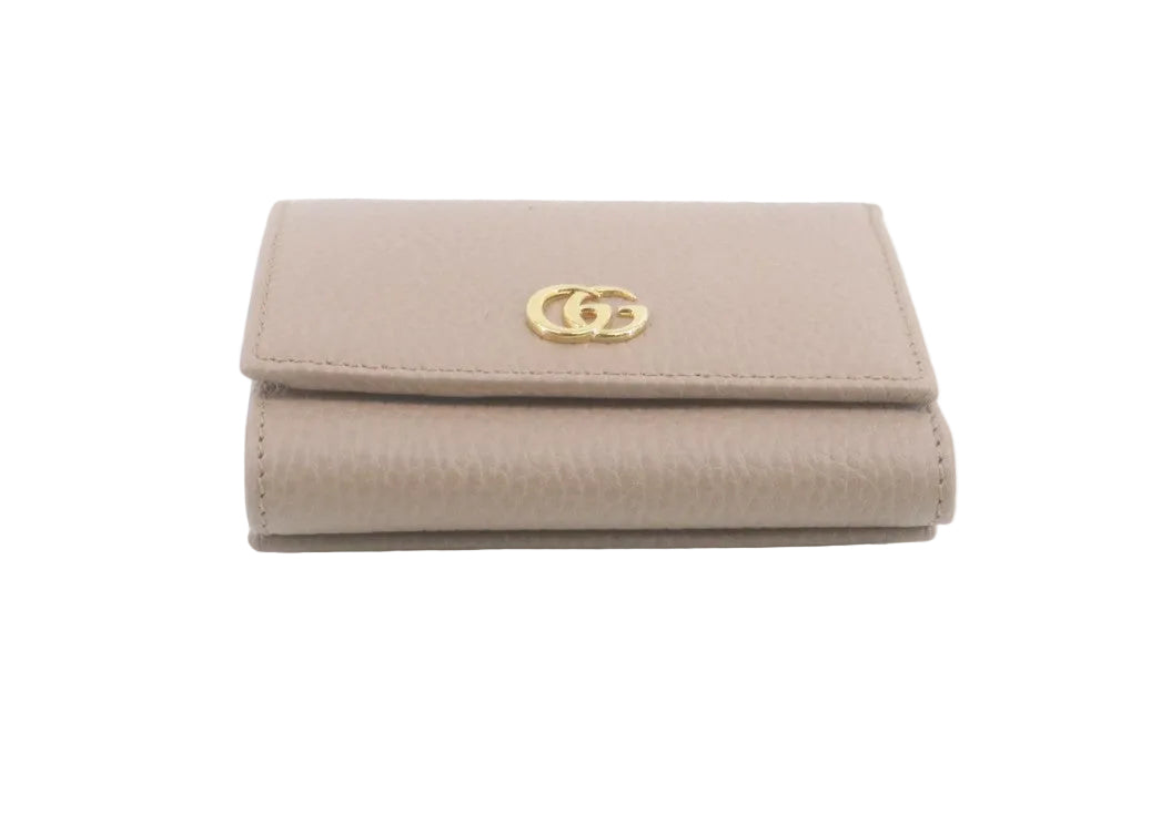 Pre-Owned Gucci Marmont Leather Bifold Card Case (Beige) GUC.S.1027
