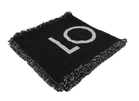 Pre-Owned Louis Vuitton Black & Gray Wool/ Cashmere Scarf LOU.A.1018