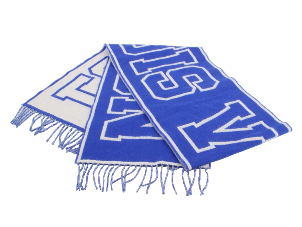 Pre-Owned Louis Vuitton Blue & White Wool/ Cashmere Scarf LOU.A.1020