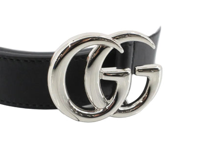 Pre-Owned Gucci GG Marmont Leather Belt 70 (Black & Silver) GUC.A.1008
