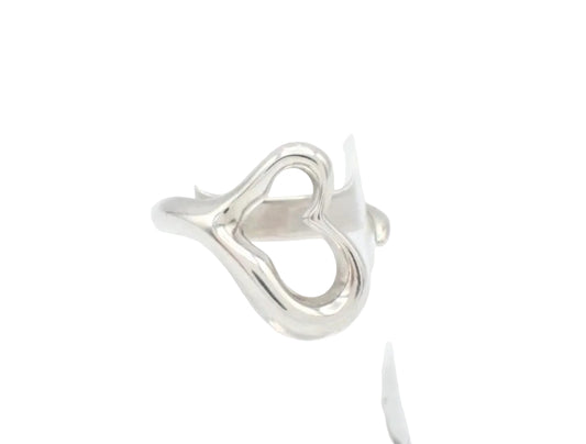 Pre-Owned Tiffany & Co Sterling Silver Elsa Peretti Open Heart Ring Size 5 TIF.A.1009