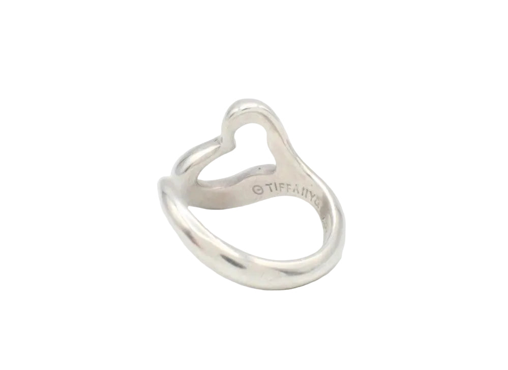 Pre-Owned Tiffany & Co Sterling Silver Elsa Peretti Open Heart Ring Size 5 TIF.J.1009