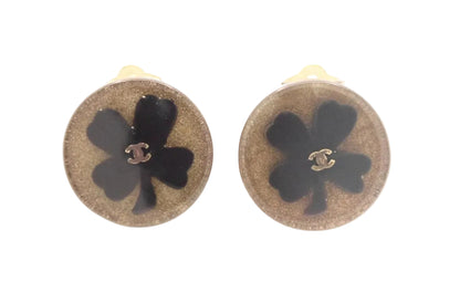 Pre-Owned Chanel Four Leaf Clover 2001 Clip On Earrings CHA.J.1125