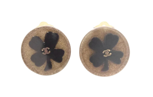 Pre-Owned Chanel Four Leaf Clover 2001 Clip On Earrings CHA.J.1125