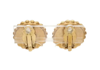 Pre-Owned Chanel Vintage Coco Dot Edge 95' Clip On Earrings CHA.J.1126