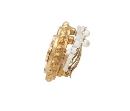 Pre-Owned Chanel Vintage Coco Dot Edge 95' Clip On Earrings CHA.J.1126