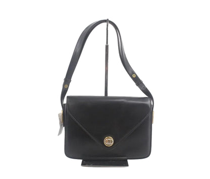 Pre-Owned Gucci Vintage Leather Adjustable Strap Shoulder Bag (Black) GUC.B.1080