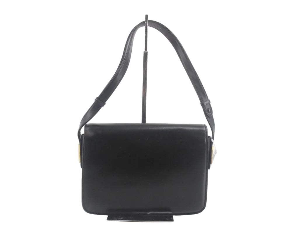 Pre-Owned Gucci Vintage Leather Adjustable Strap Shoulder Bag (Black) GUC.B.1080